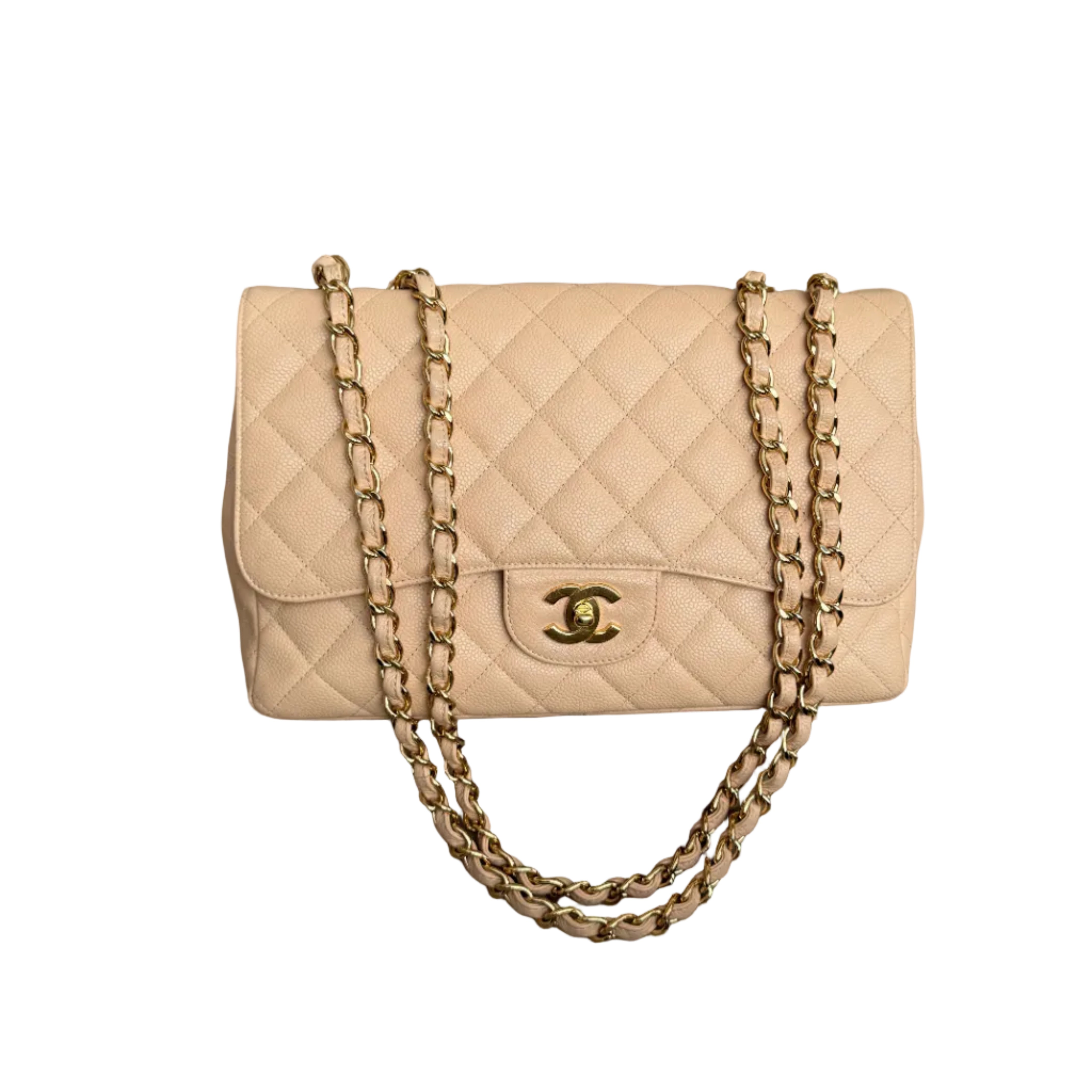 Chanel Classic Flap Jumbo Beige Caviar Bag