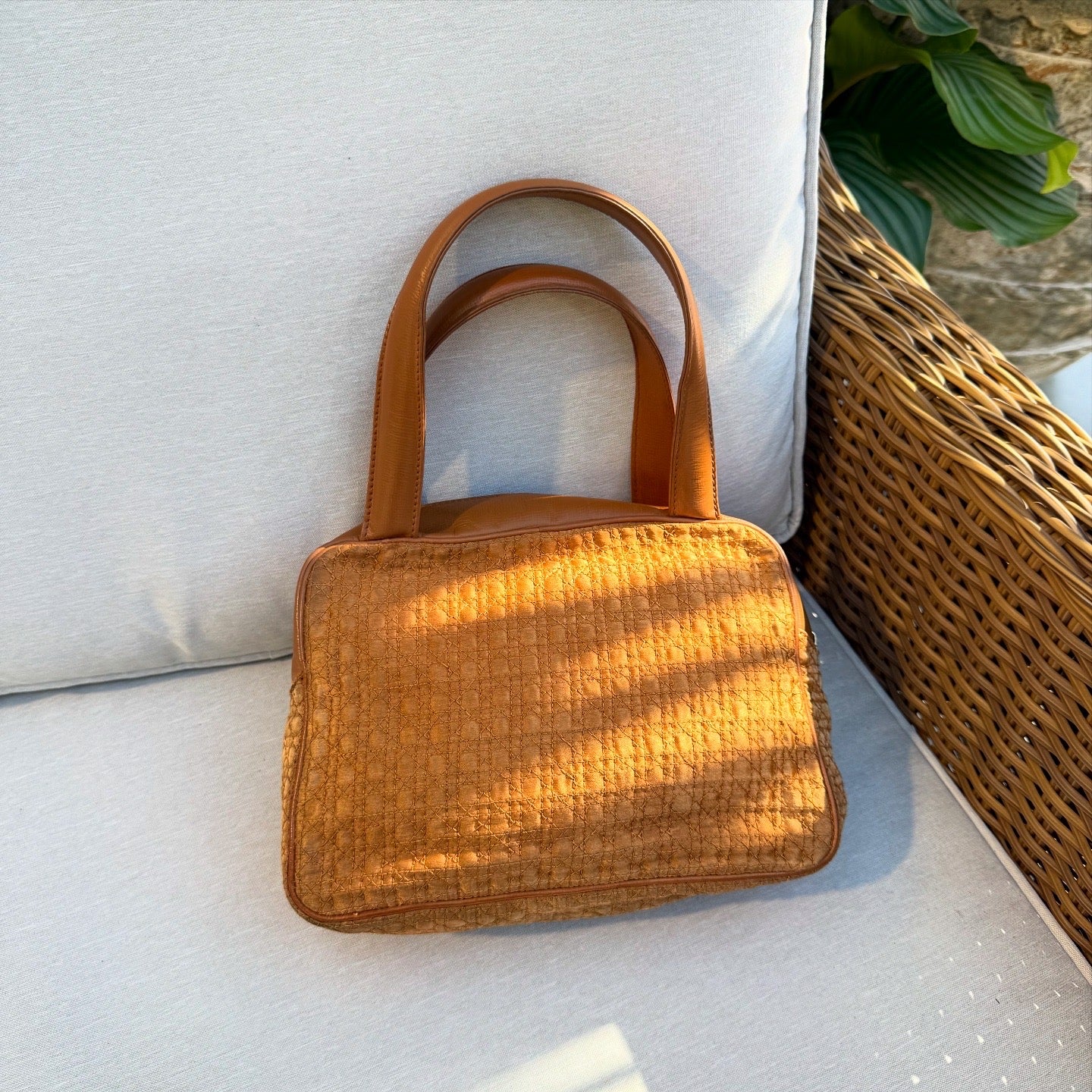 Christian Dior Orange Canvas Tote Bag