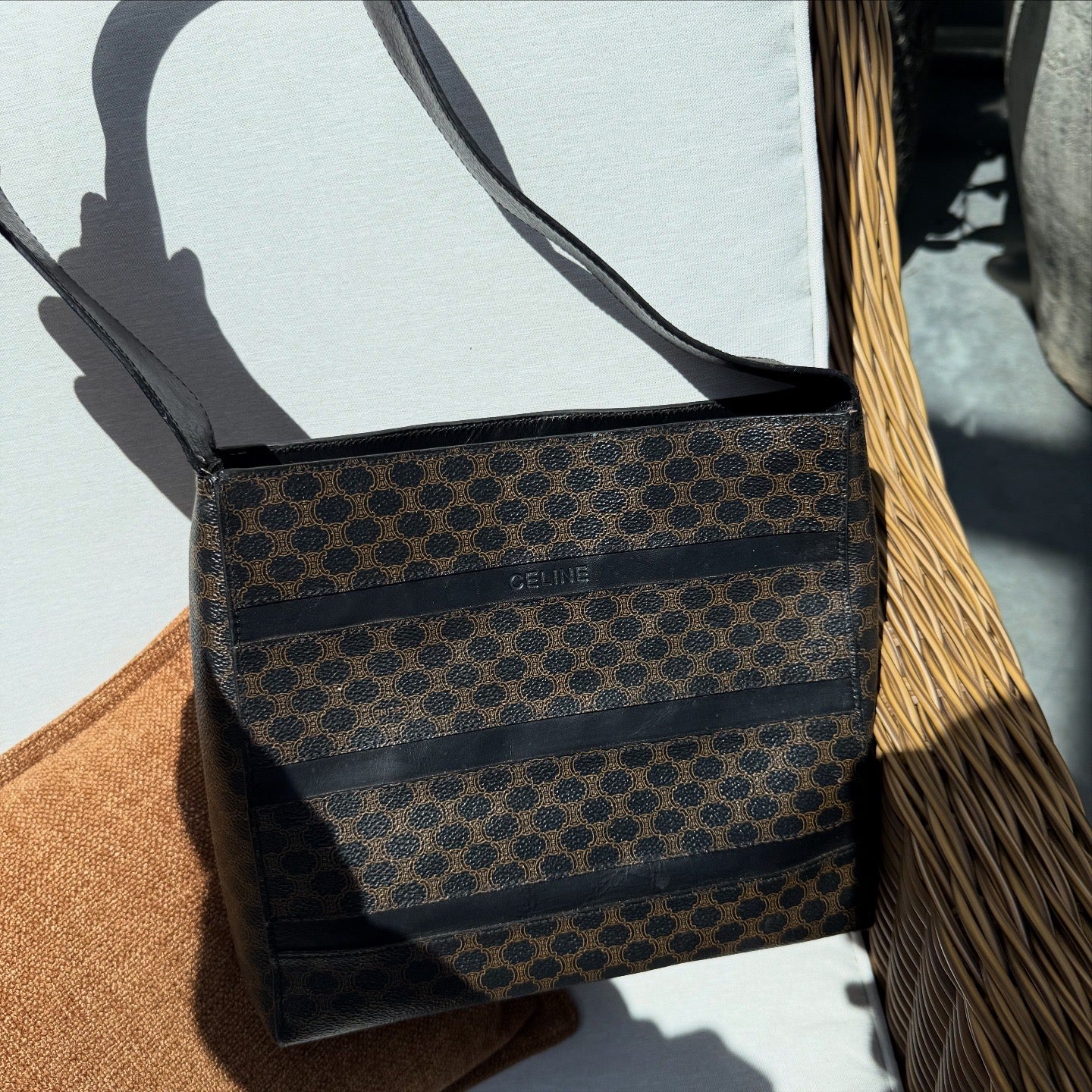 Celine Macadam Coated Canvas Shoulder Bag