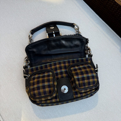Prada Multicolor Plaid Wool Small Evening Bag