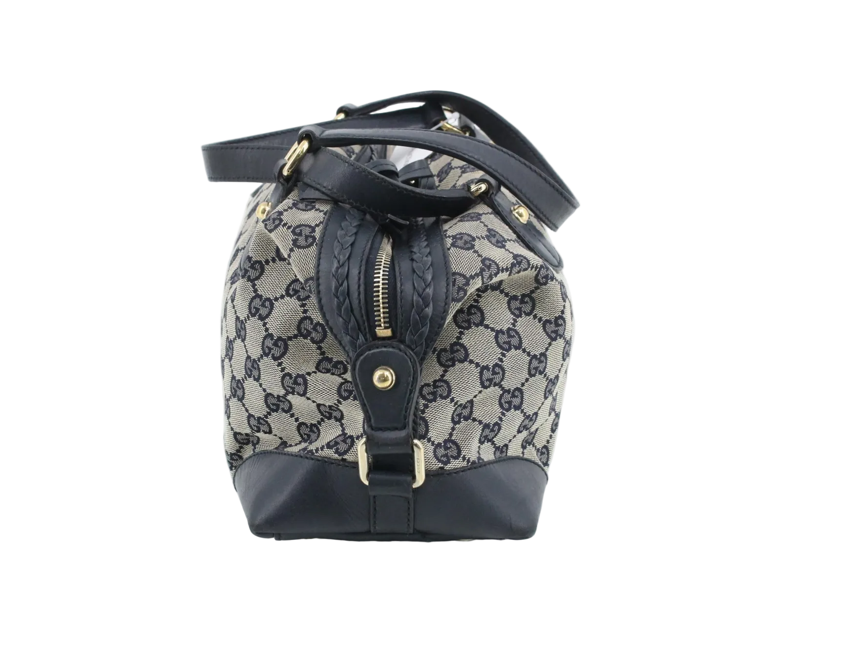 Gucci Navy Leather Brick Lane Boston Bag