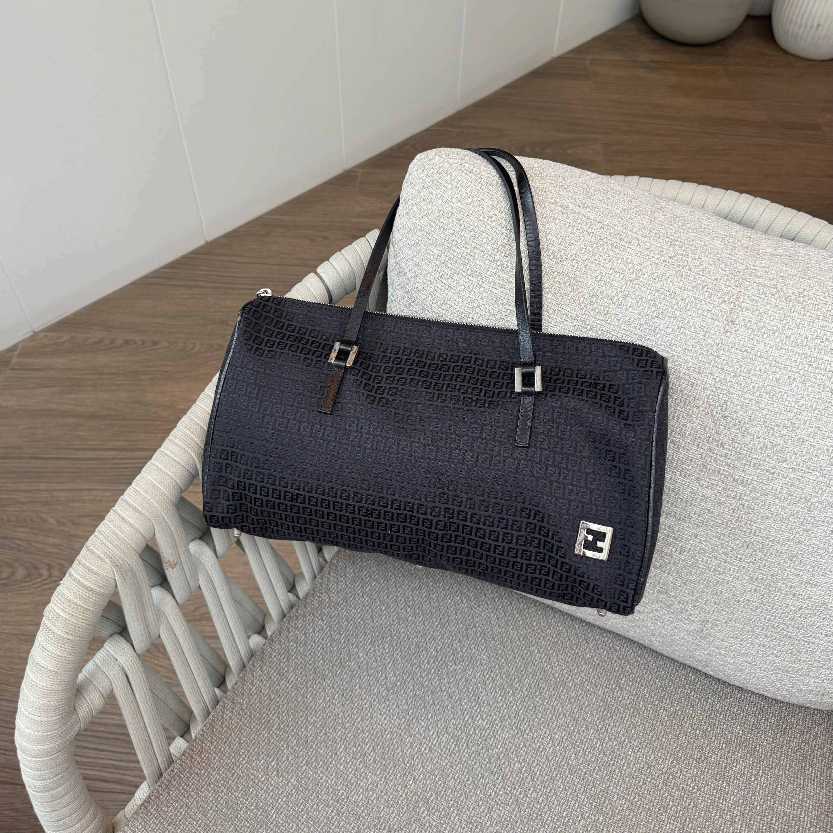 Fendi Micro Bauletto Canvas Top Handle Bag