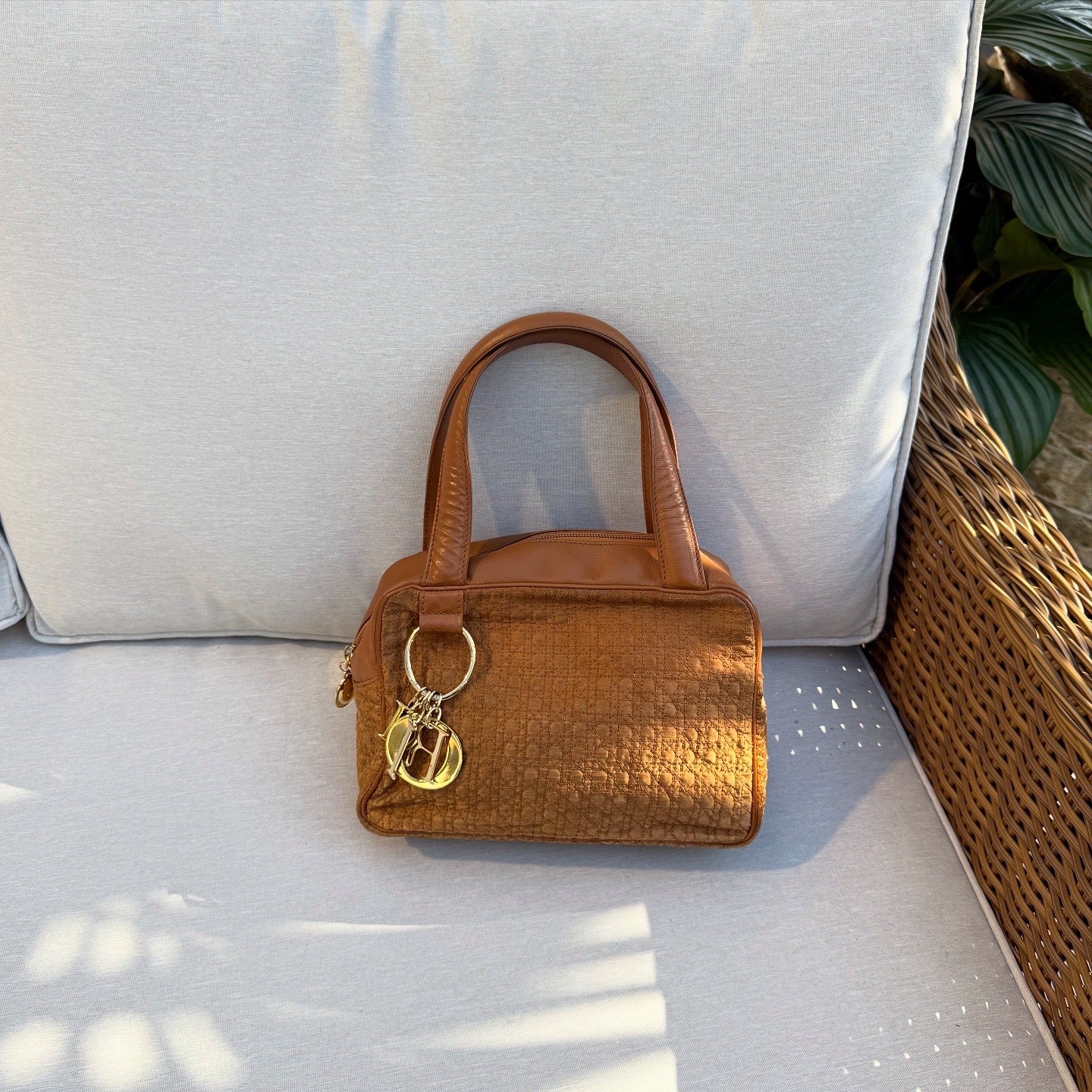 Christian Dior Orange Canvas Tote Bag