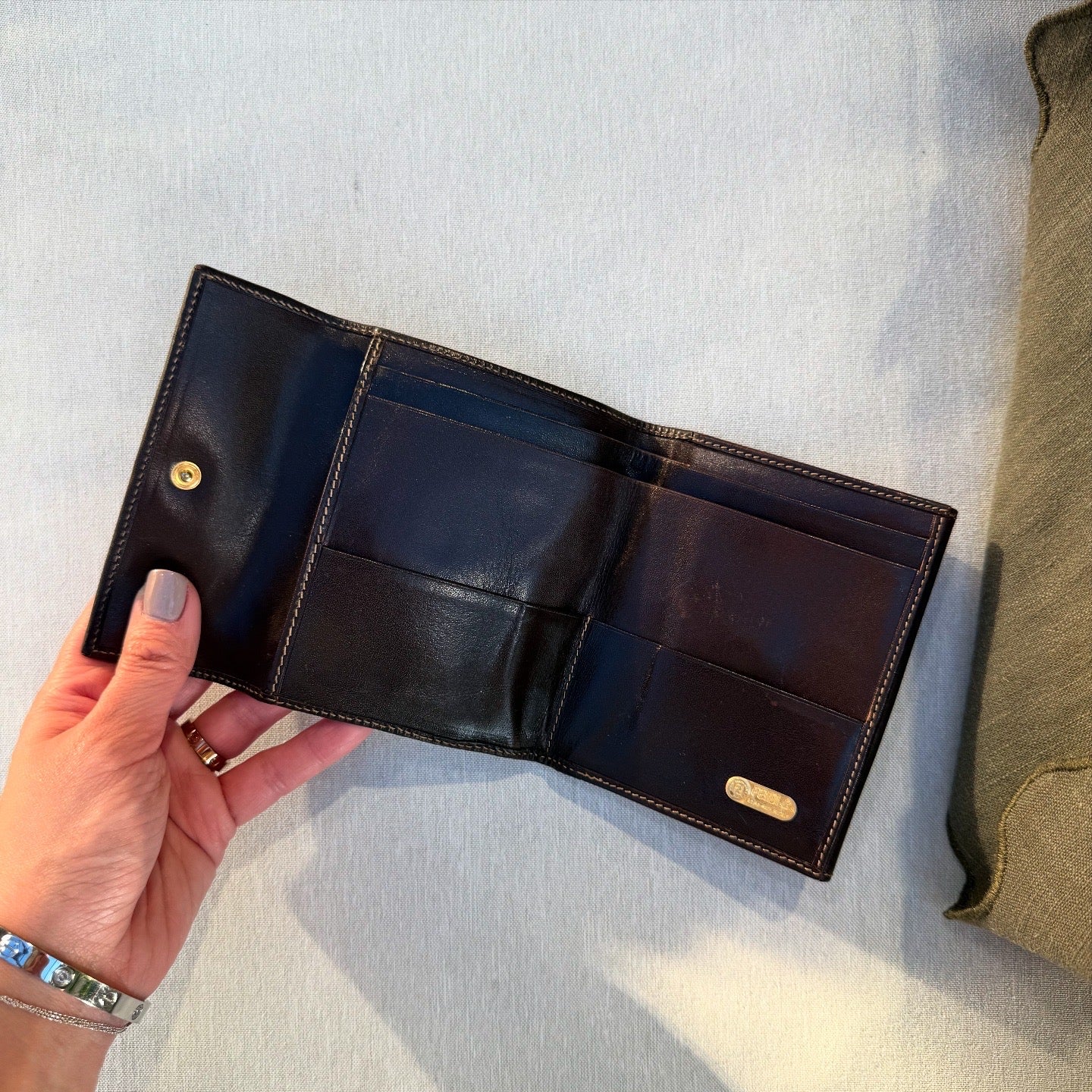 FENDI Zucca Jacquard Canvas Brown Tri-fold Wallet