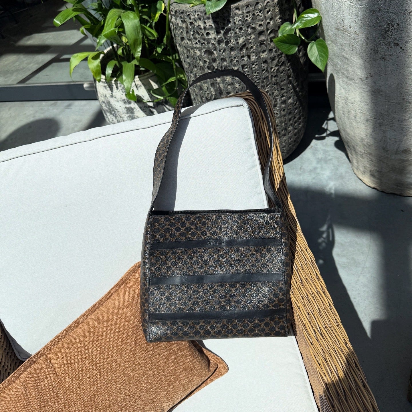 Celine Macadam Coated Canvas Shoulder Bag