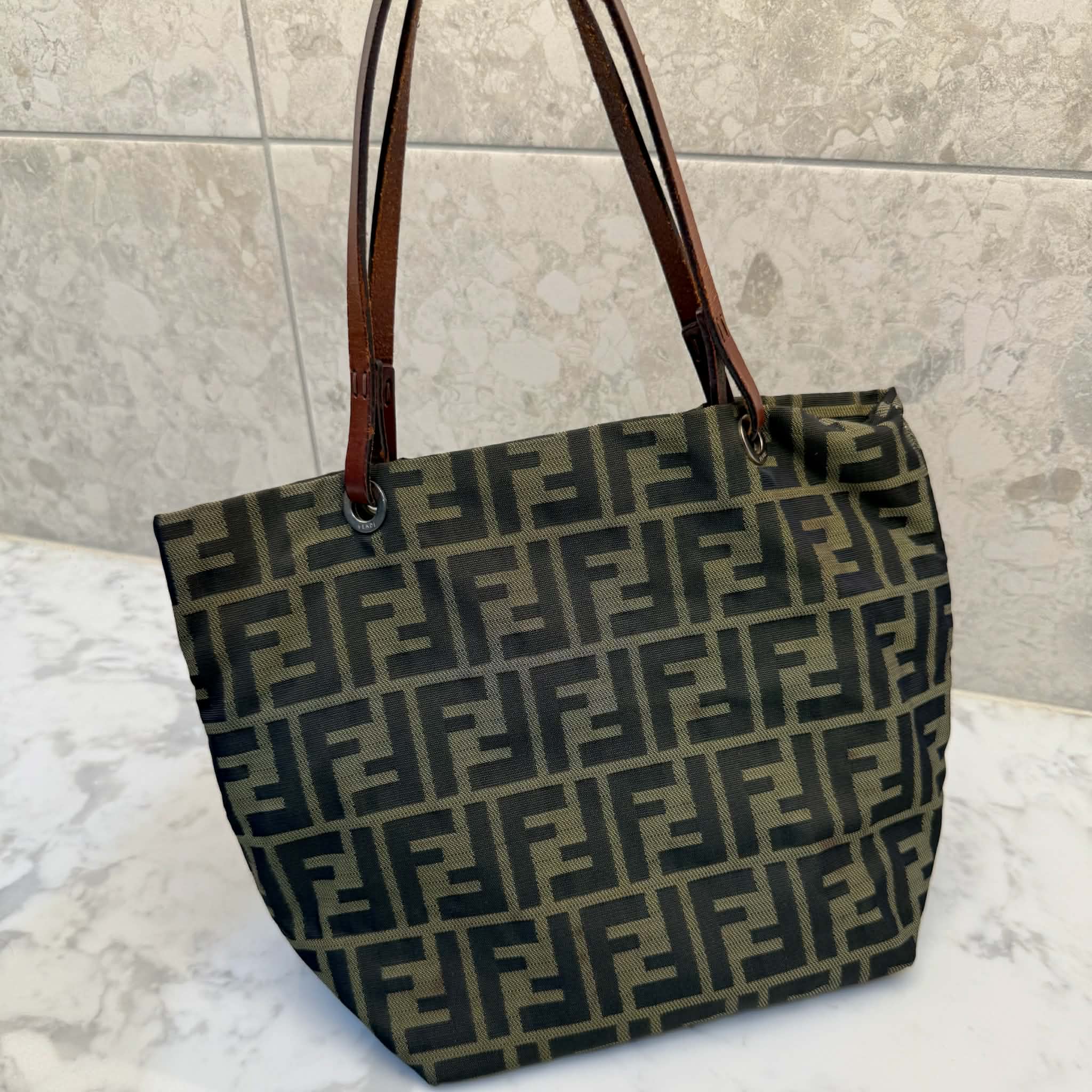Fendi Brown Zucca FF Logo Tote Bag