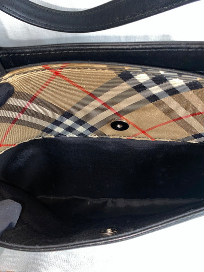 Burberry Nova Check Canvas Trimmed Leather Shoulder Bag