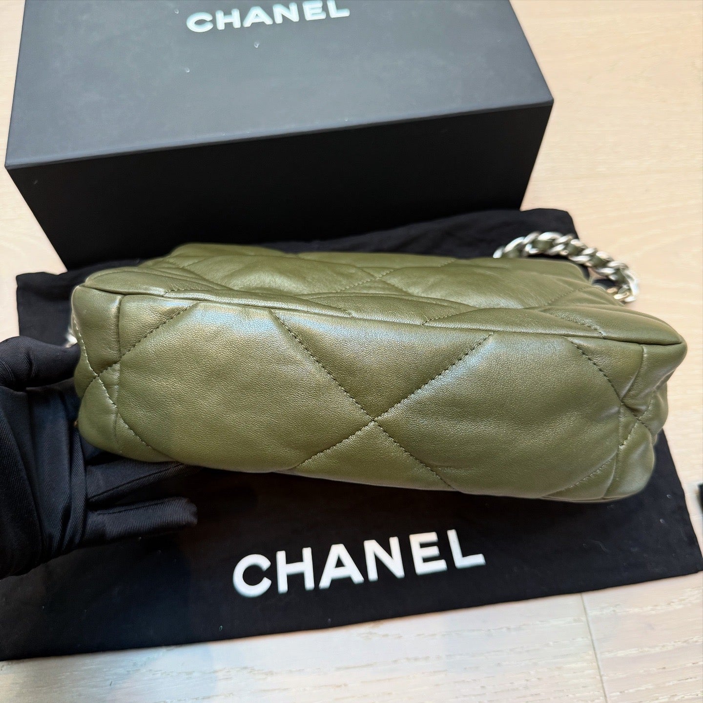 Chanel 19 Flap in Olive Green Lambskin