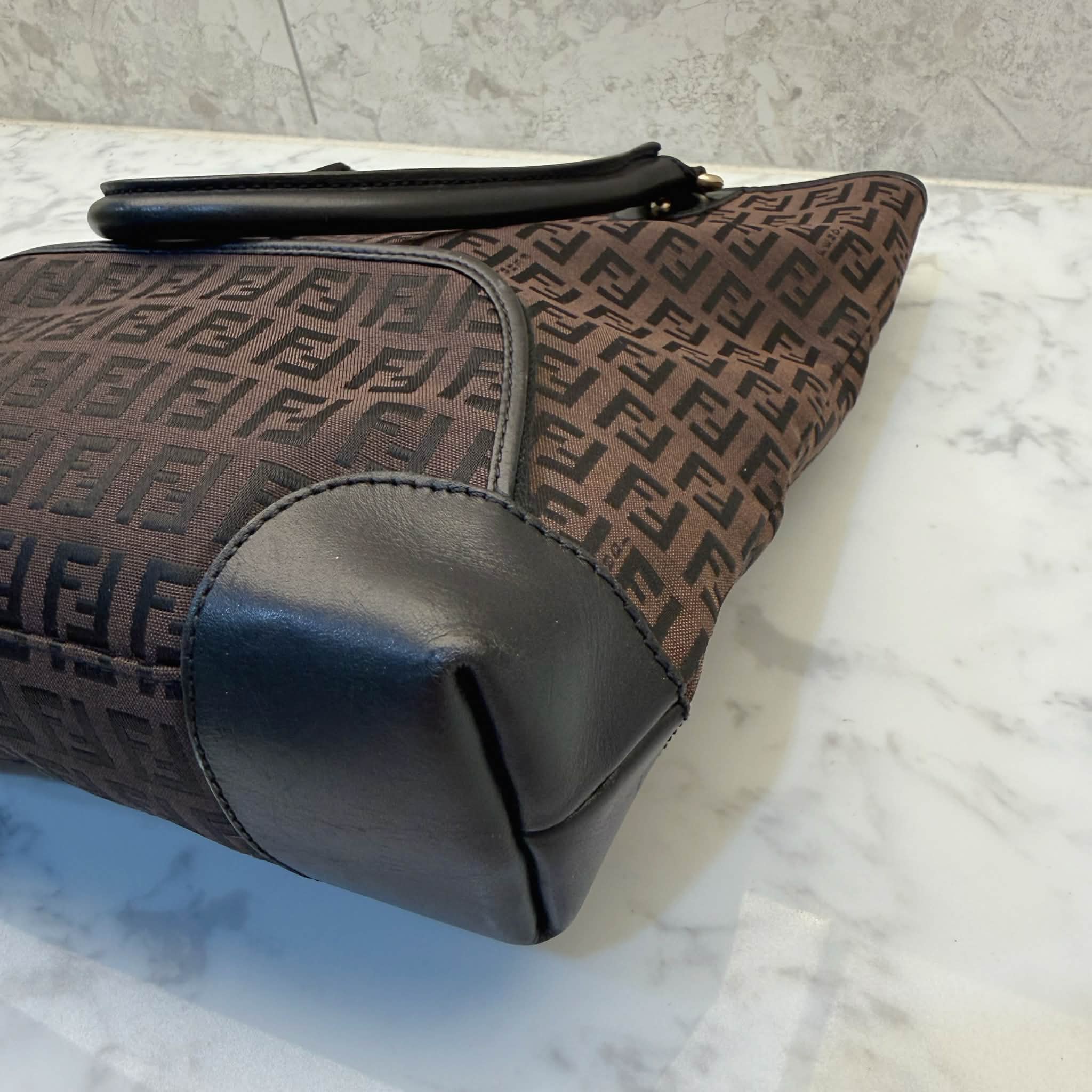 Fendi Vintage Chef Front Pocket Tote Zucchino Canvas Medium
