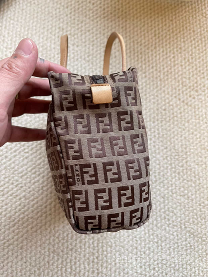 Fendi Vintage Brown Zucchino Canvas Handbag Brown