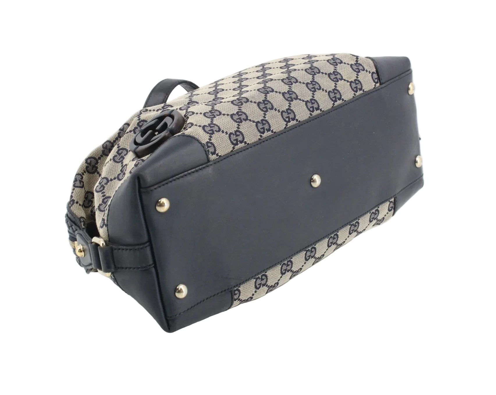 Gucci Navy Leather Brick Lane Boston Bag