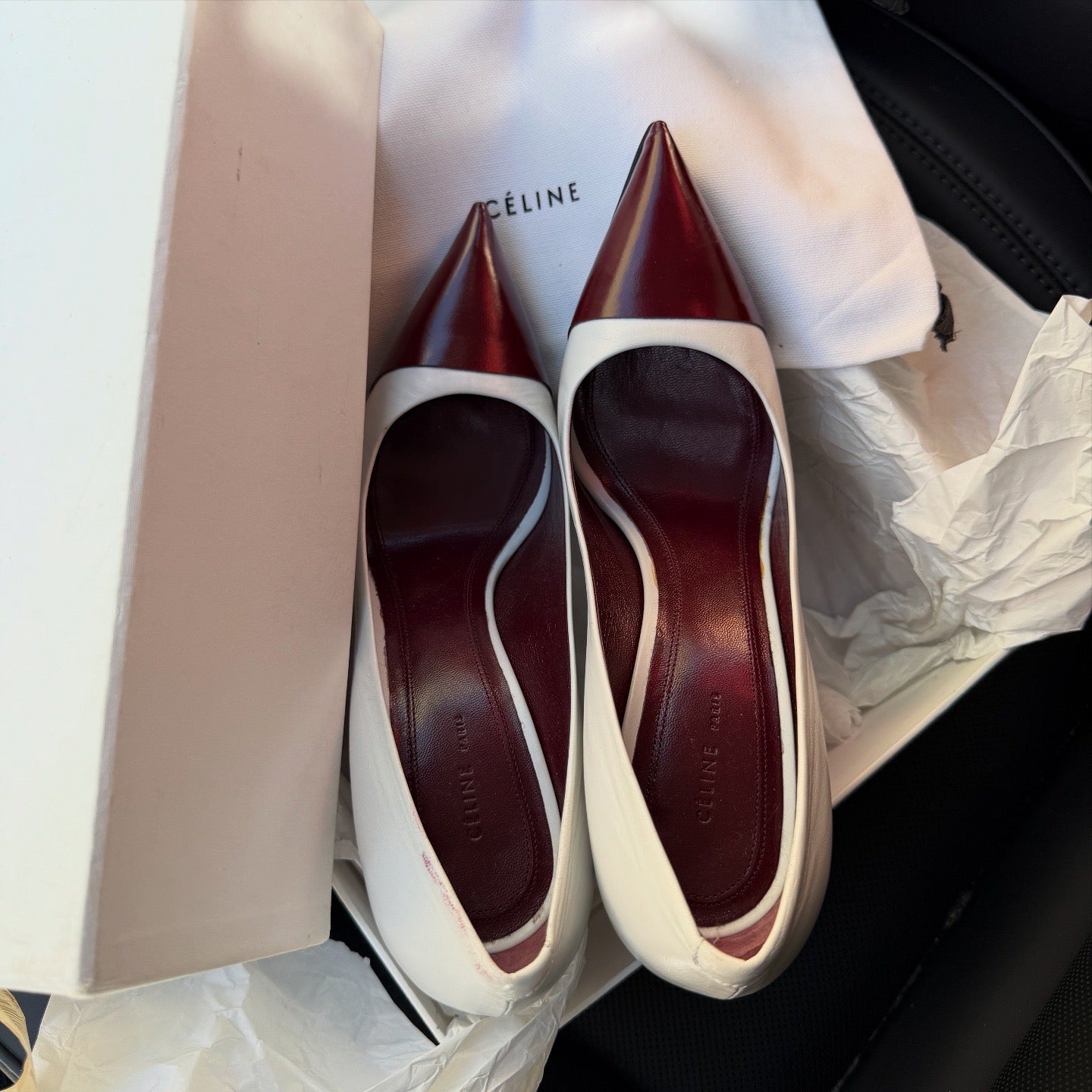 CELINE Spazzolato Bianco Runway Pumps 9cm
