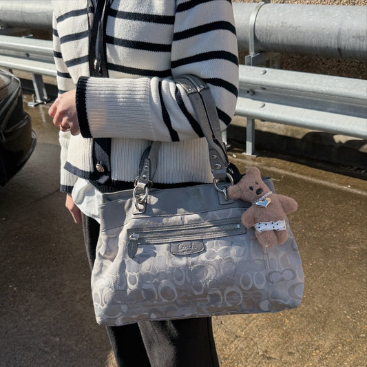 Coach Penelope Gray Signature Jacquard/Patent Leather Bag