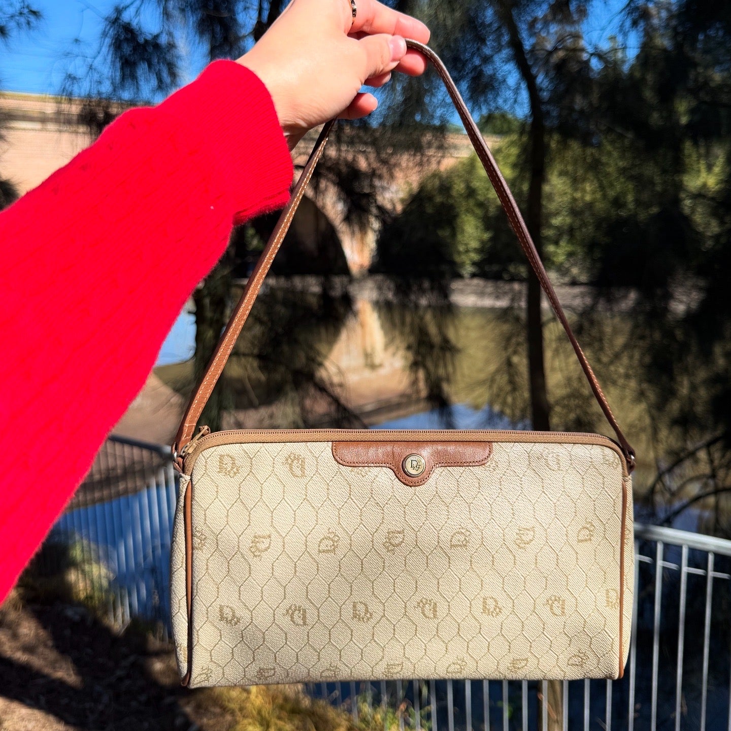 Dior Vintage 20th Century Honeycomb Coated Canvas Clutch Bag