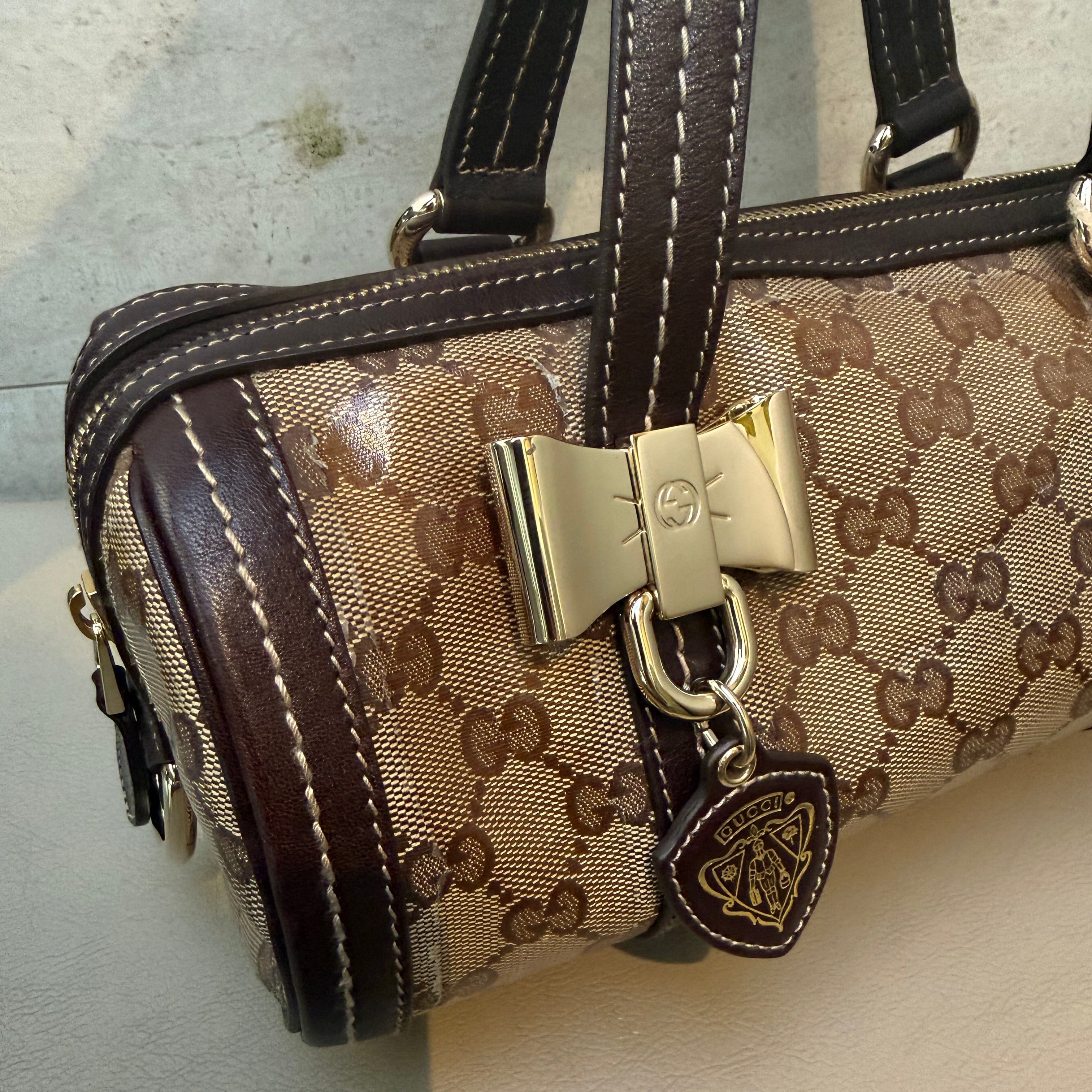Gucci Monogram Crystal Duchessa Boston Bag