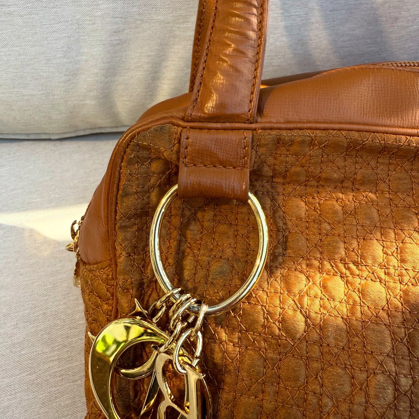 Christian Dior Orange Canvas Tote Bag