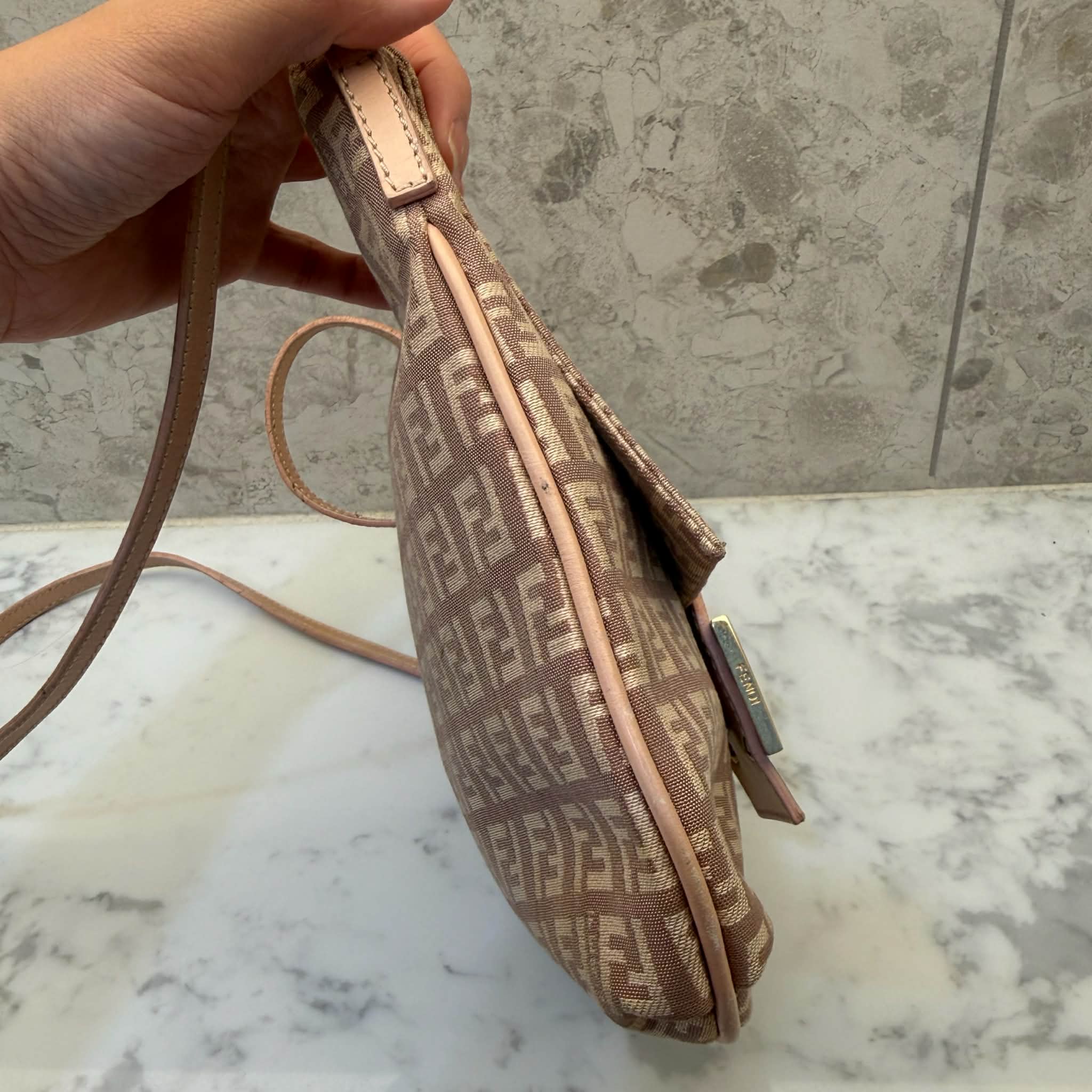 Fendi Zucchino Pink FF Messenger Bag Vintage