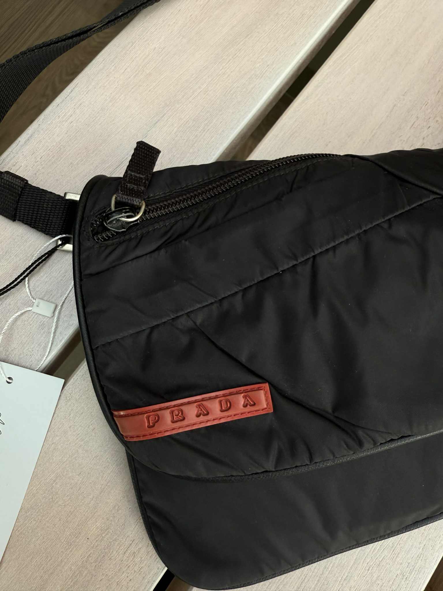 Prada Linea Rossa Black Nylon Shoulder Bag