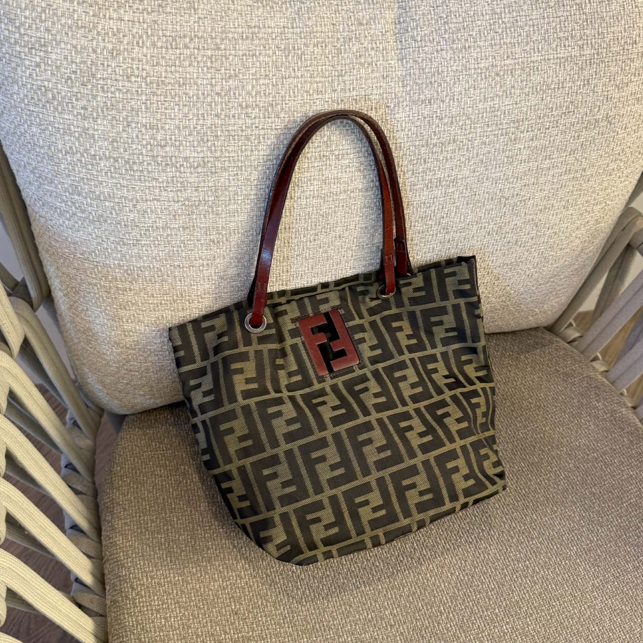 Fendi Brown Zucca FF Logo Tote Bag