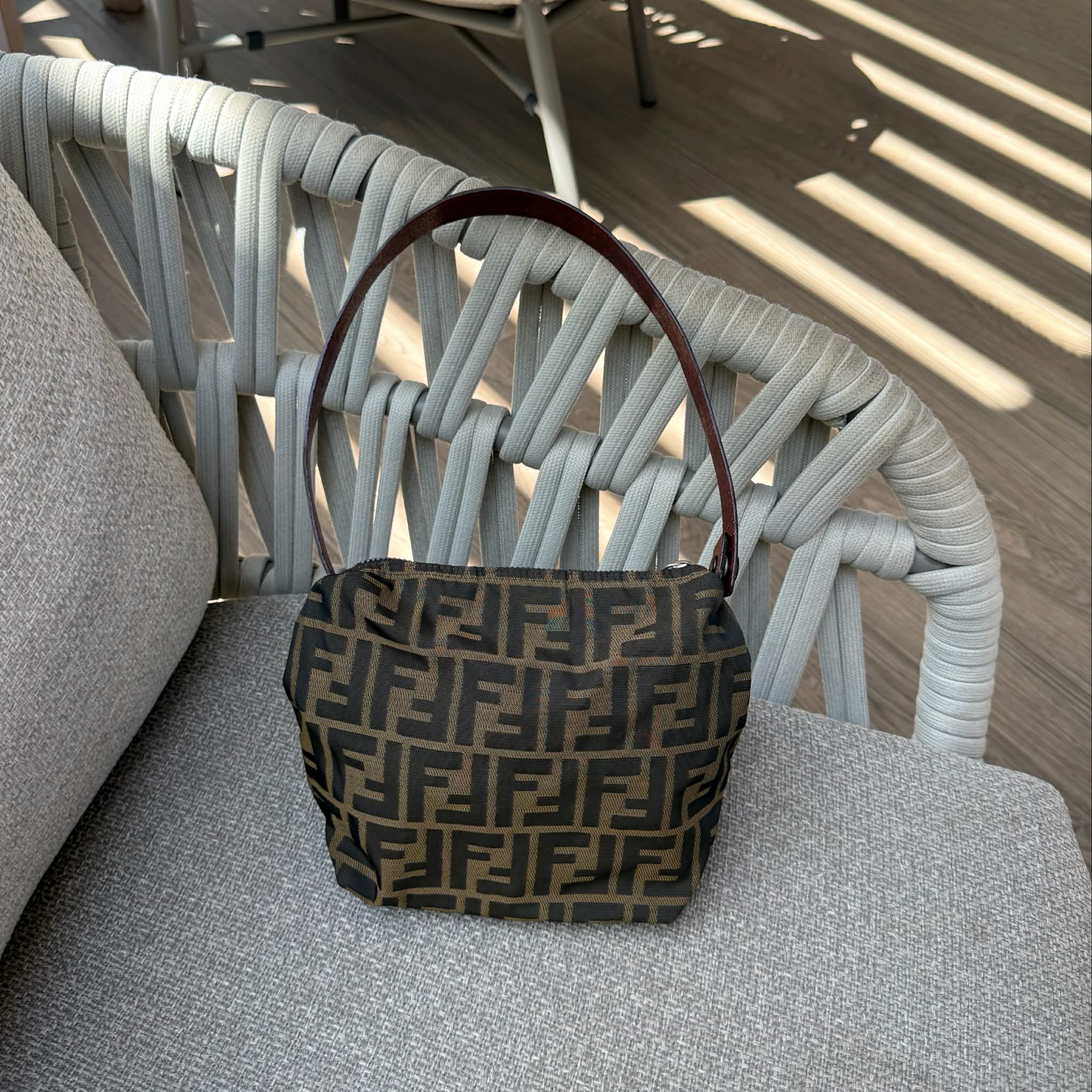 Fendi Brown Zucca Pochette Bag