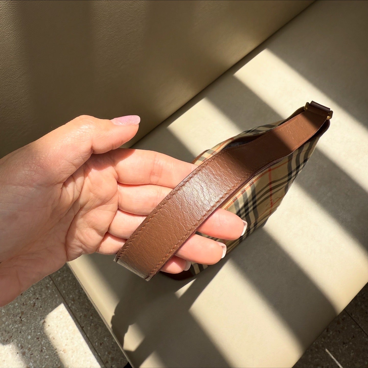 Burberry Nova Check Shadow Horse Canvas Leather Shoulder Bag