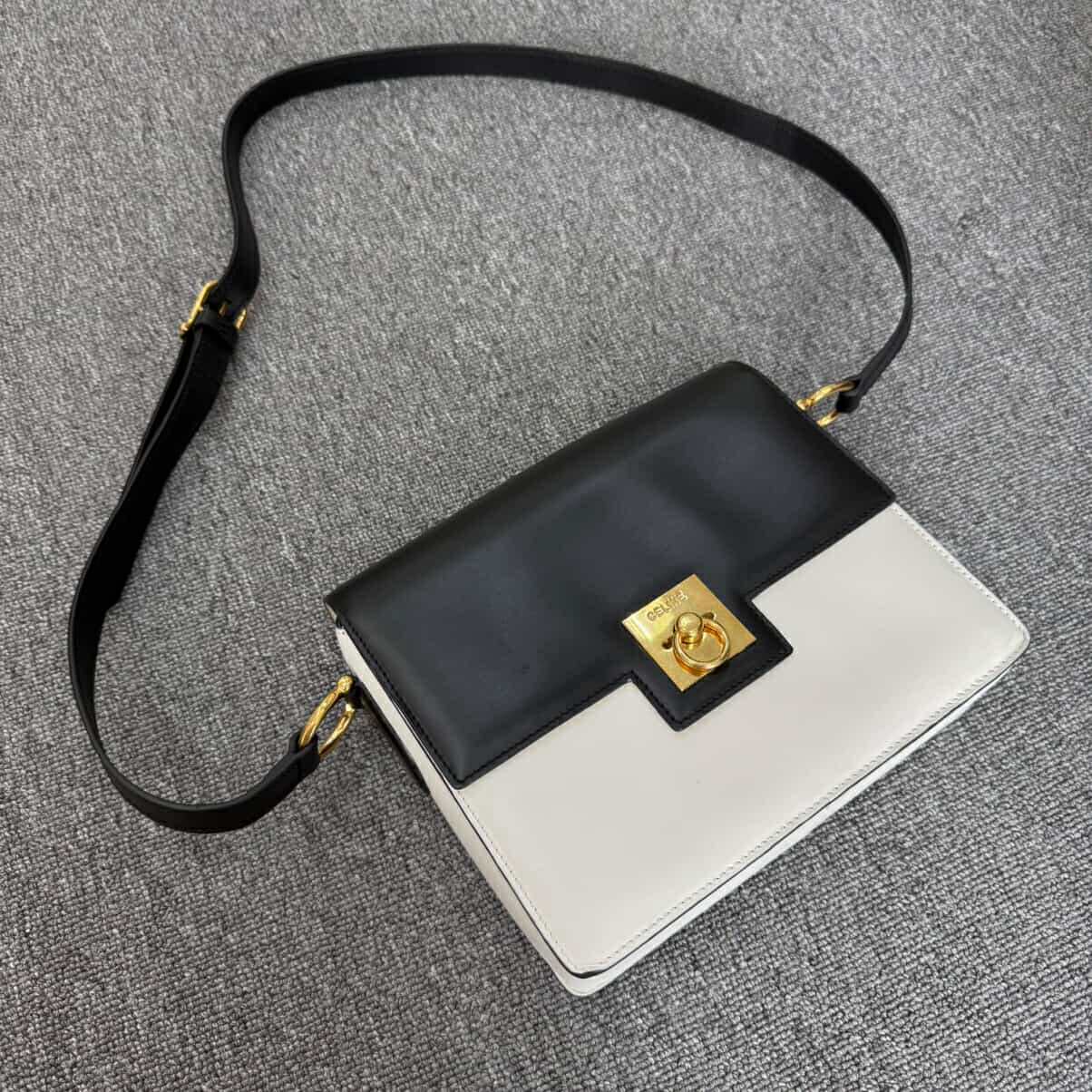 Celine Box White Black Shoulder Bag