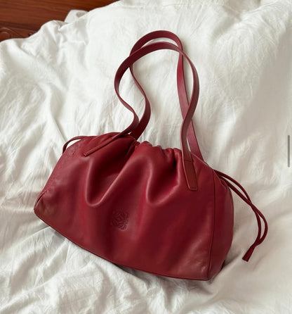 Loewe Vintage Drawstring Shoulder Bag - Red Leather
