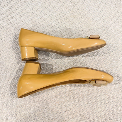 Salvatore Ferragamo Ninna Patent Beige Nude Heels 3cm