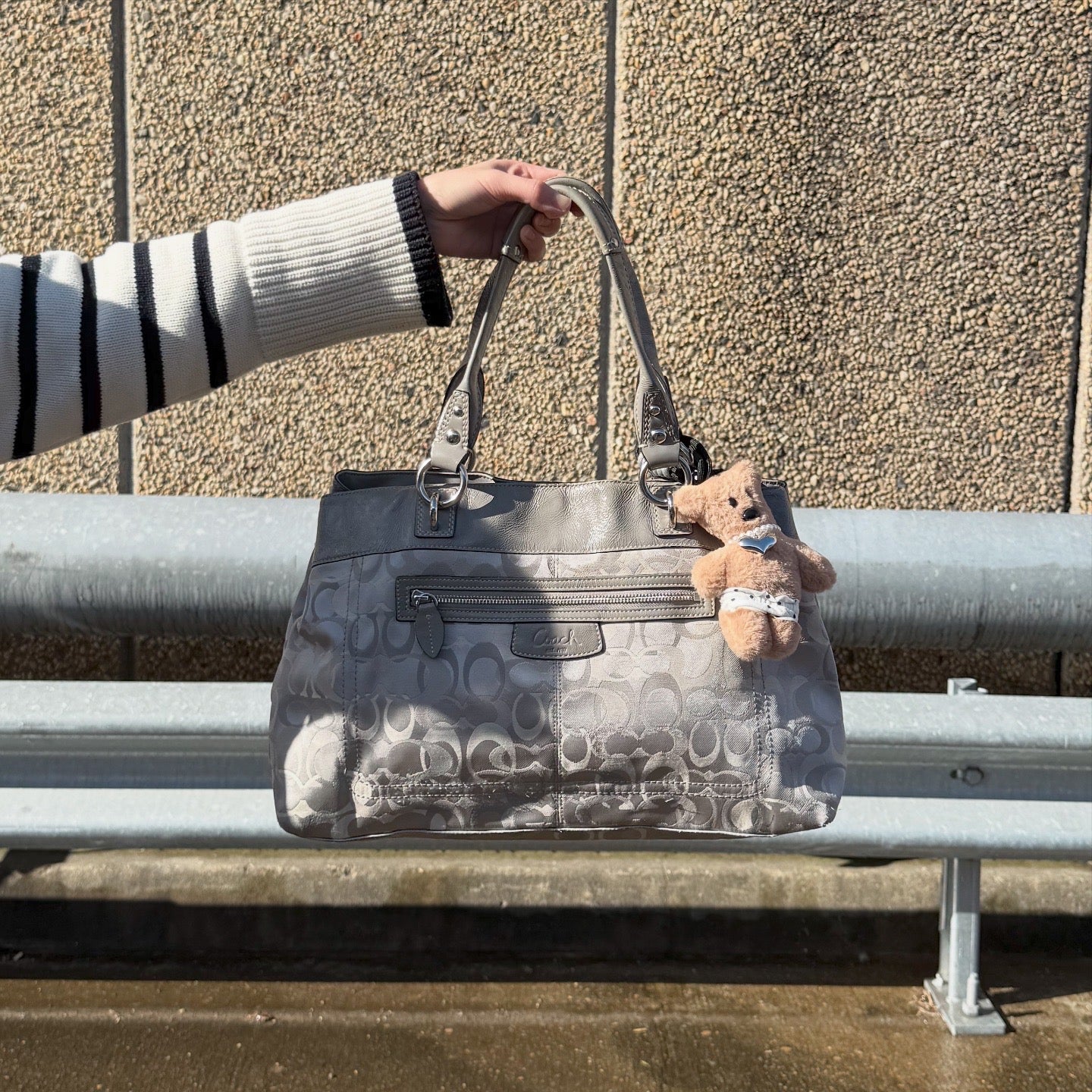 Coach Penelope Gray Signature Jacquard/Patent Leather Bag
