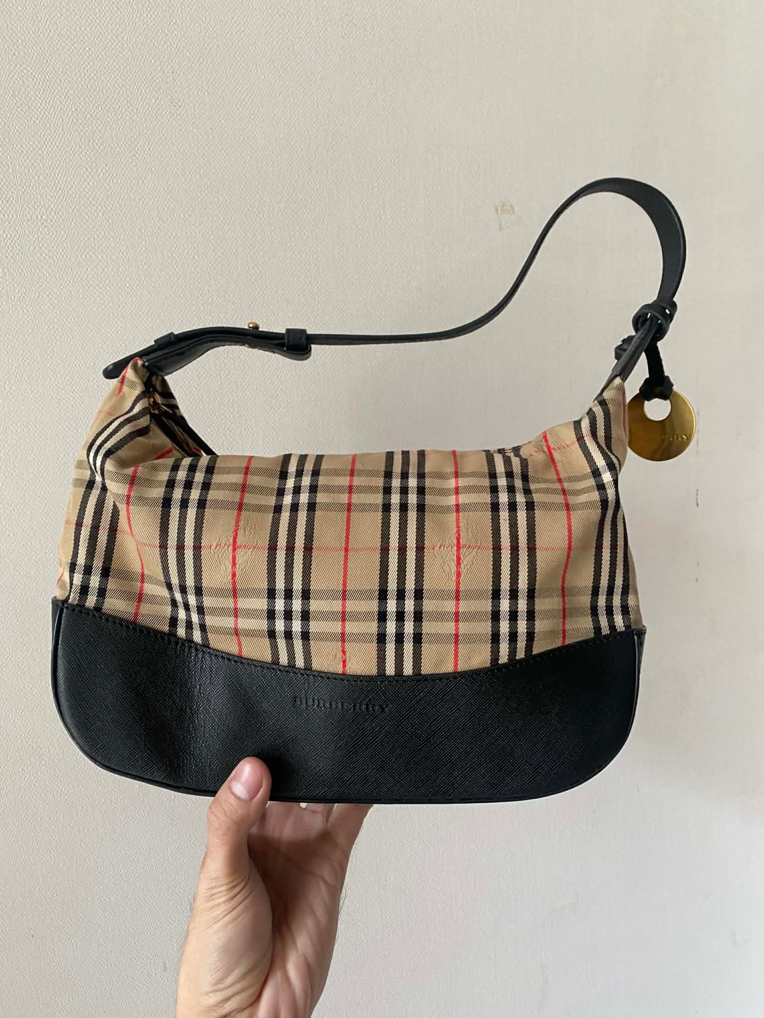 Burberry Brown Haymarket Check Canvas Shoulder Bag