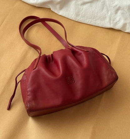 Loewe Vintage Drawstring Shoulder Bag - Red Leather