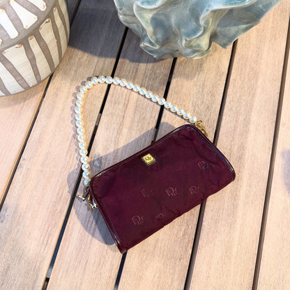 Dior Vintage Pochette Monogramme Bordeaux Logo