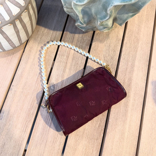 Dior Vintage Pochette Monogramme Bordeaux Logo