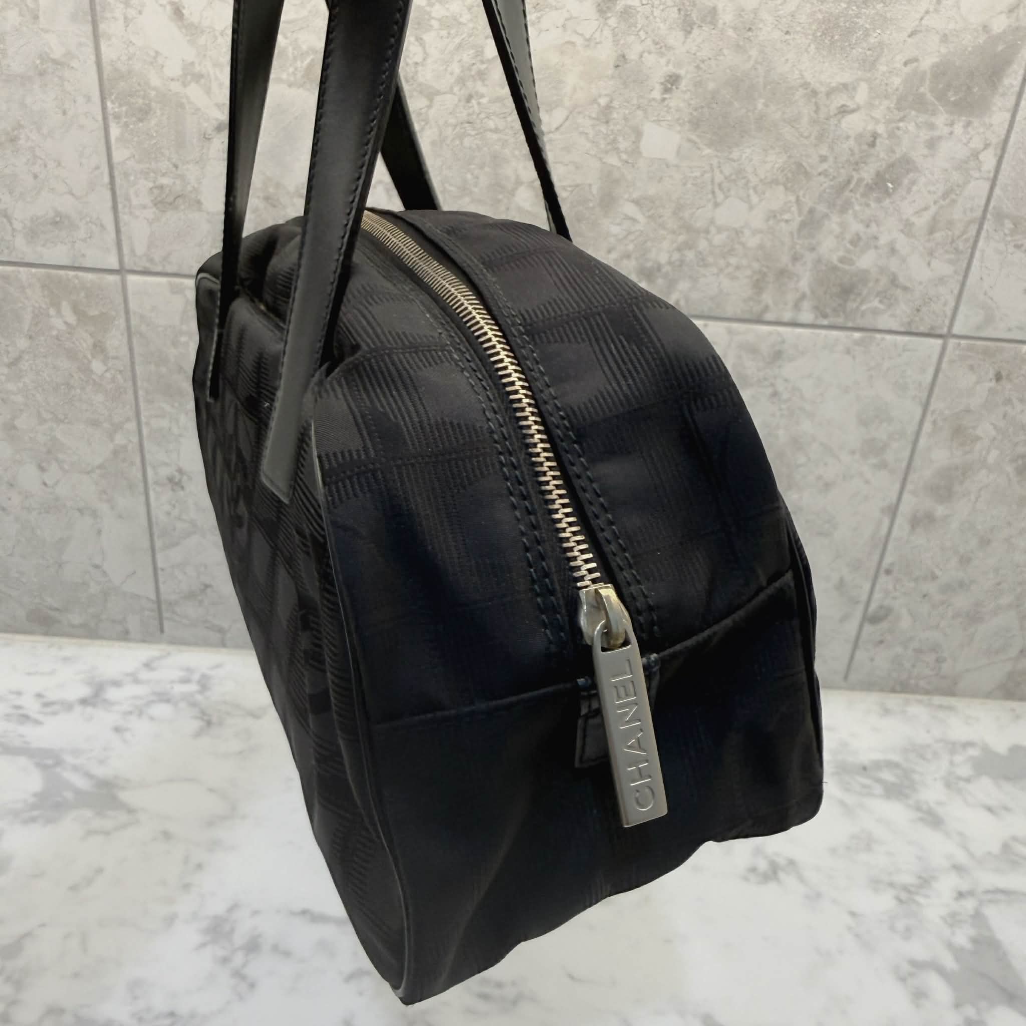 Chanel Black Nylon Canvas Bowler Bag