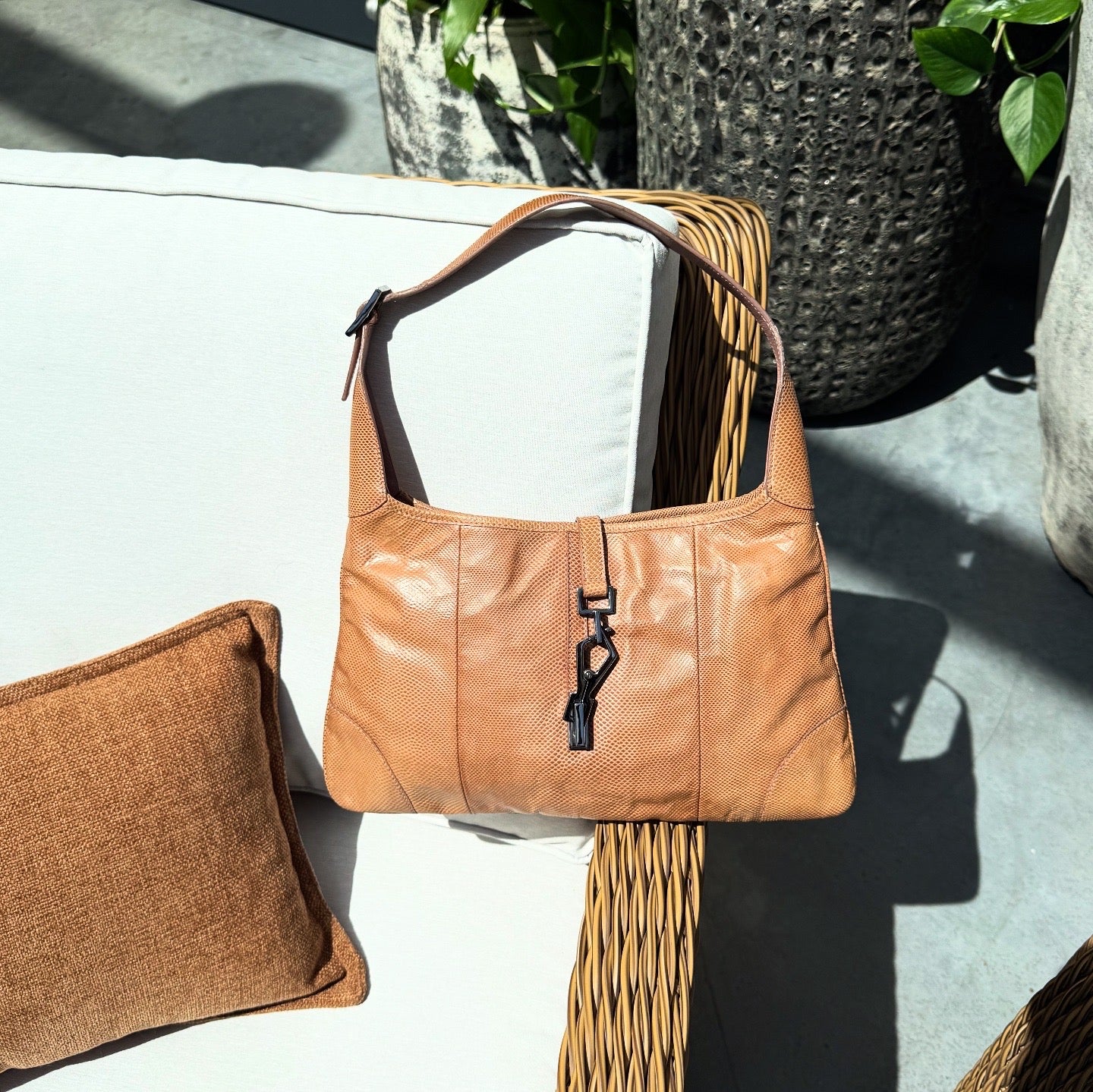 Gucci Jackie Vintage Lizard Shoulder Bag