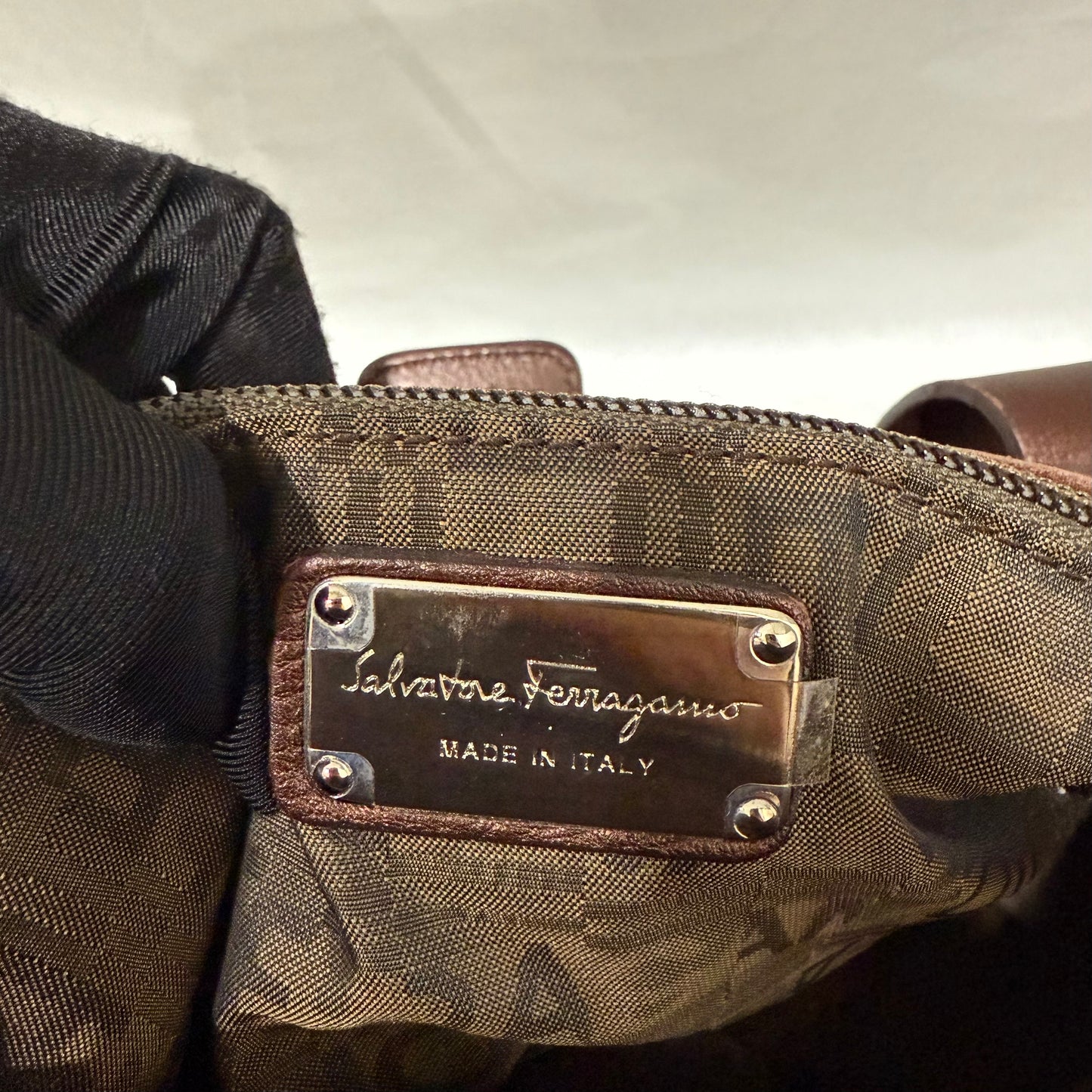 Salvatore Ferragamo Brown Leather Shoulder Bag