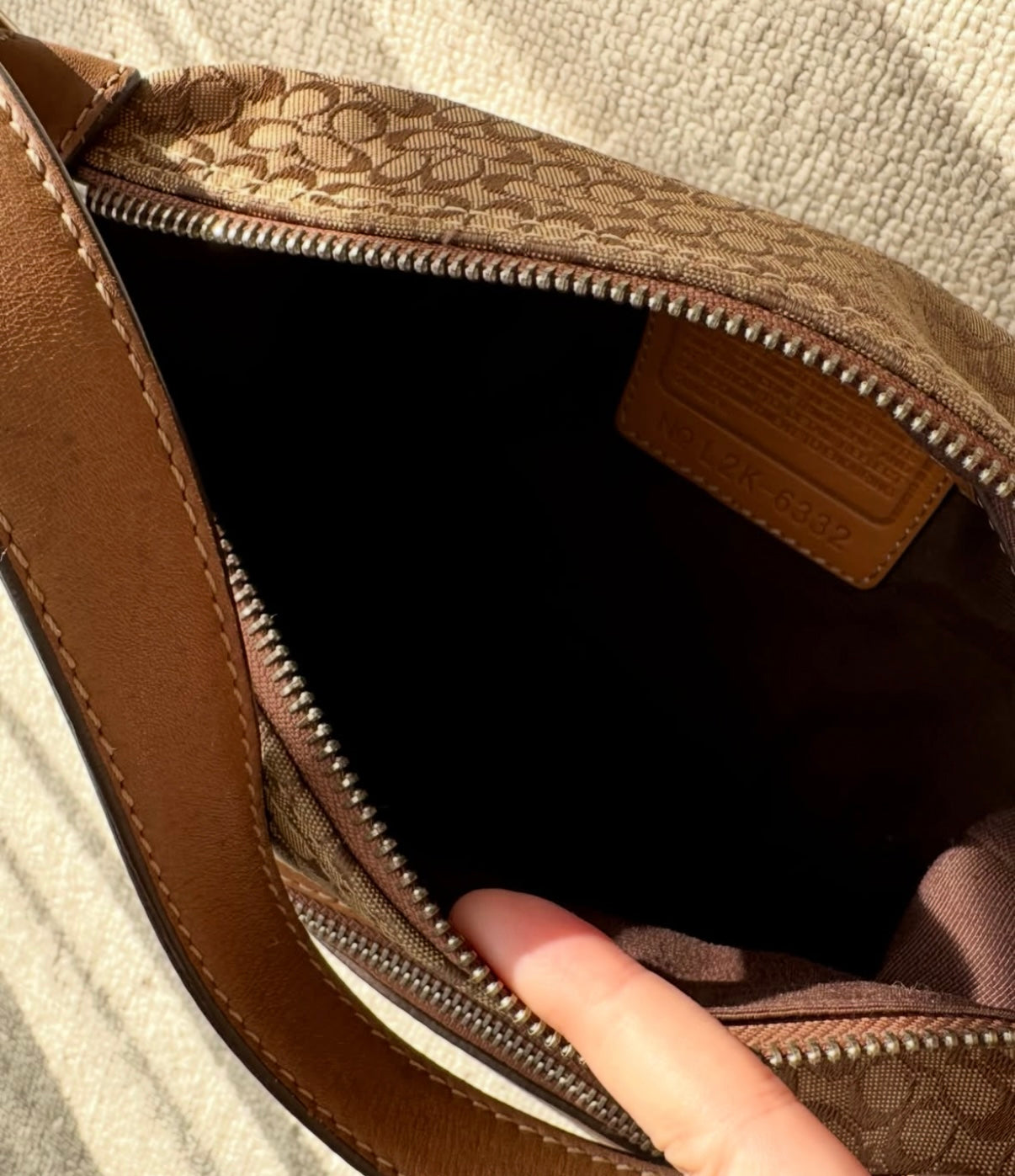COACH Brown Monogram Small Baguette Bag