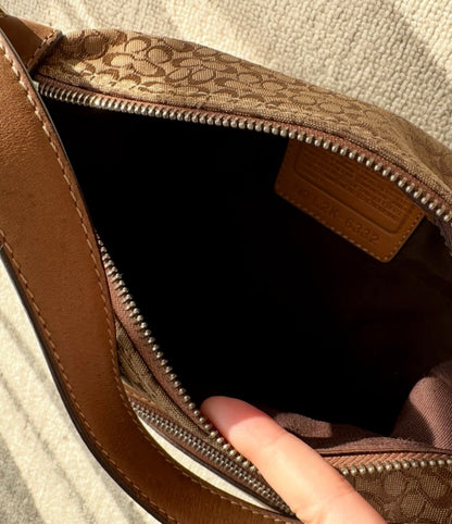 COACH Brown Monogram Small Baguette Bag