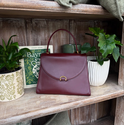 CARTIER Burgundy Hand Bag Leather Bordeaux Gold