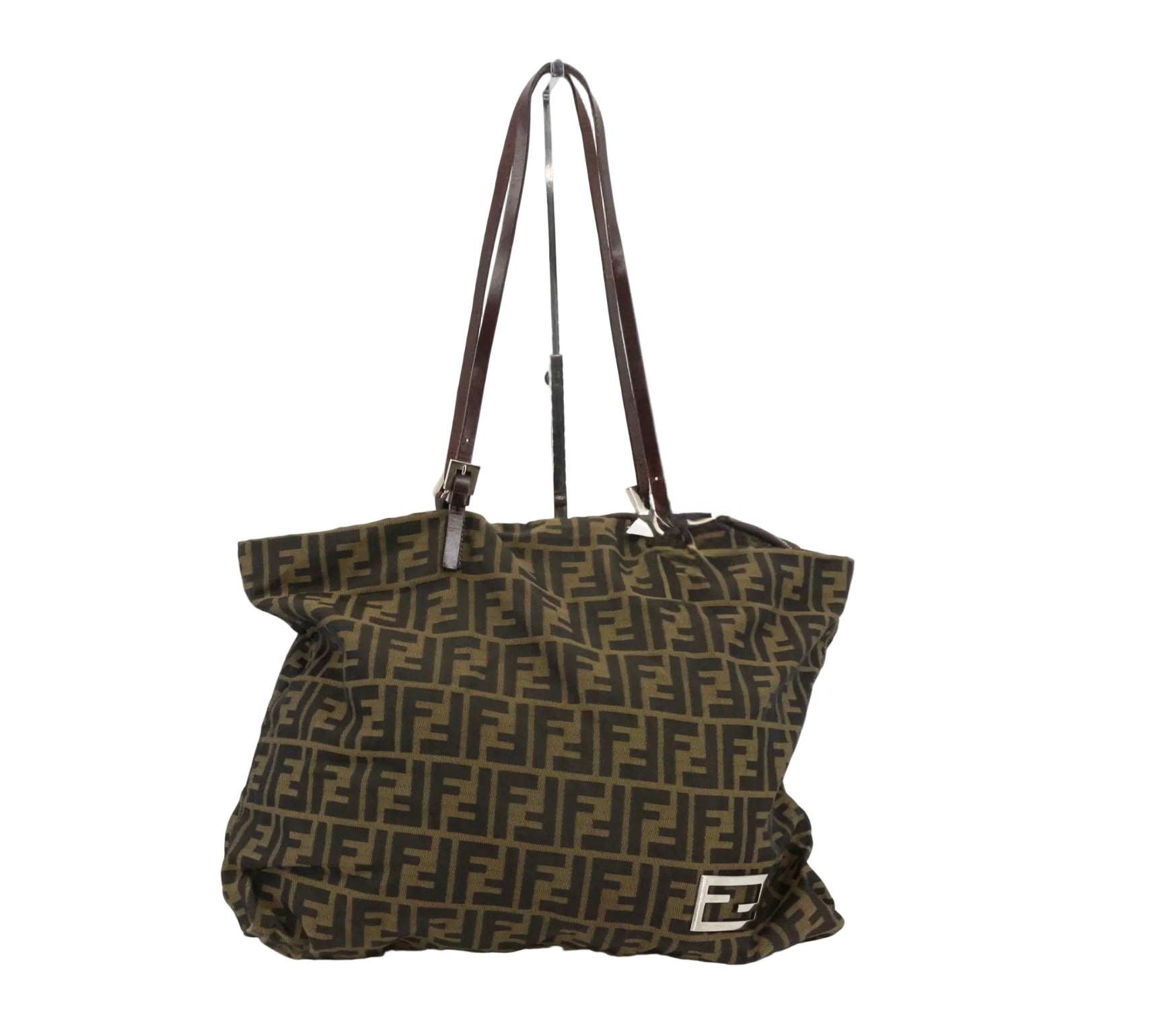Fendi Zucca Canvas Tote Silver Logo FF