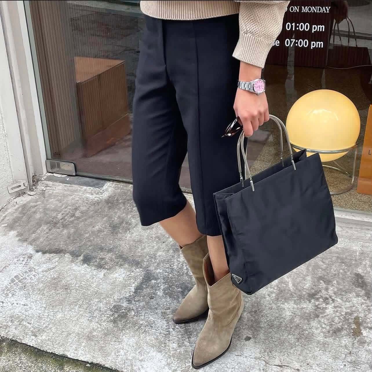 Prada 2010s triangle-logo tote bag