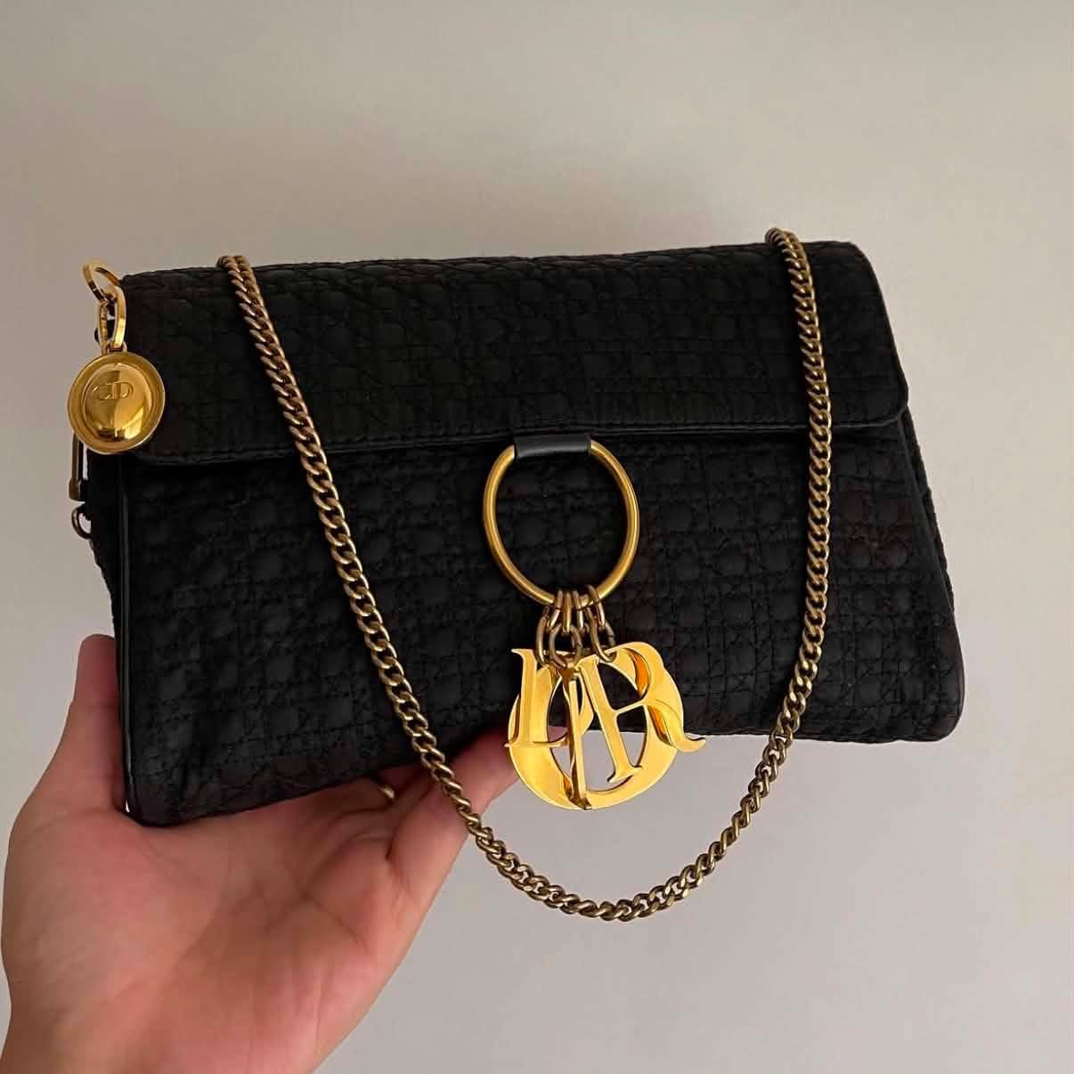 Christian Dior Cannage Logo Charm Nylon Chain