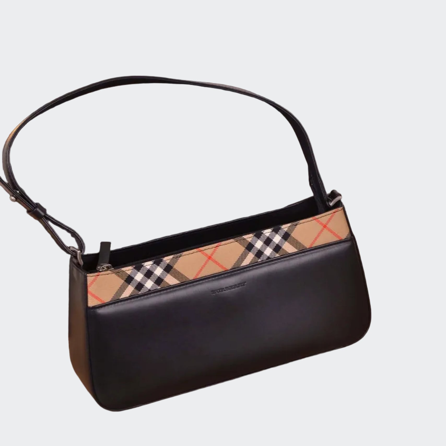 Burberry  Leather Canvas Trimmed Shoulder Bag