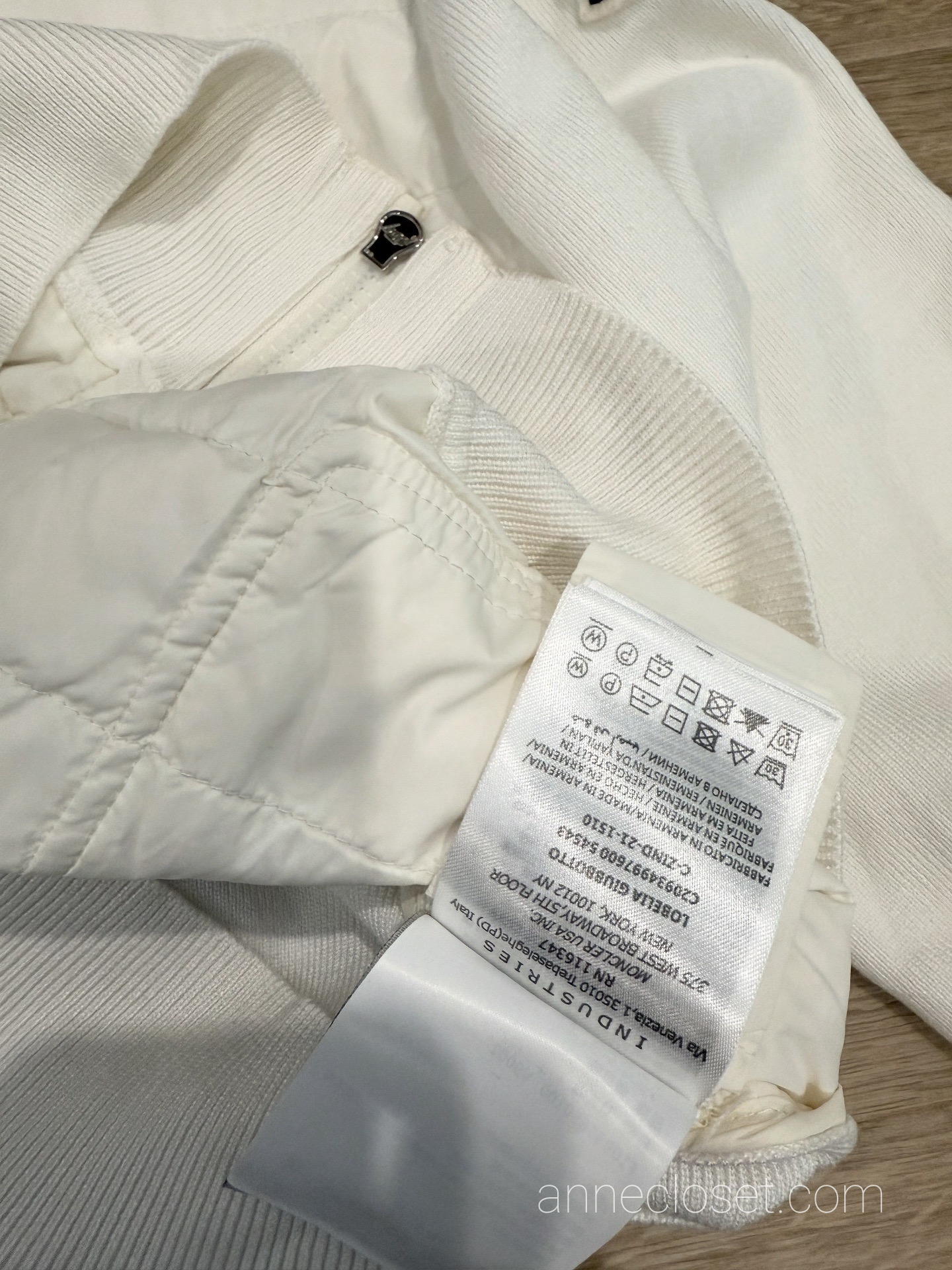Moncler White Wool Padded Tricot Cardigan