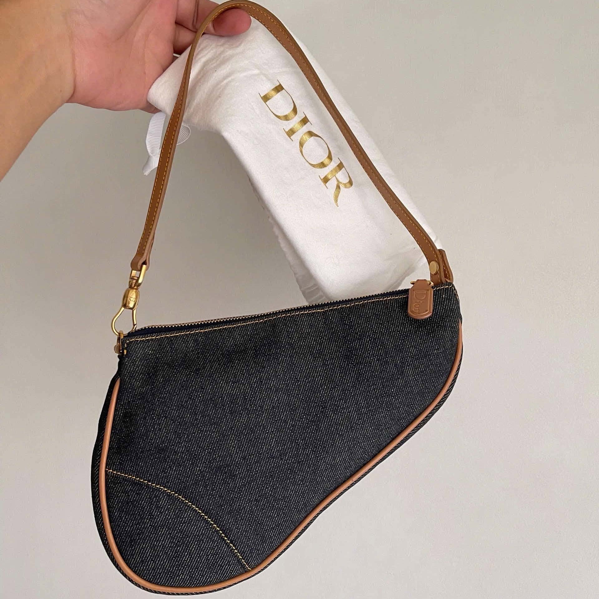 Christian Dior 2001 Blue Denim Saddle Bag