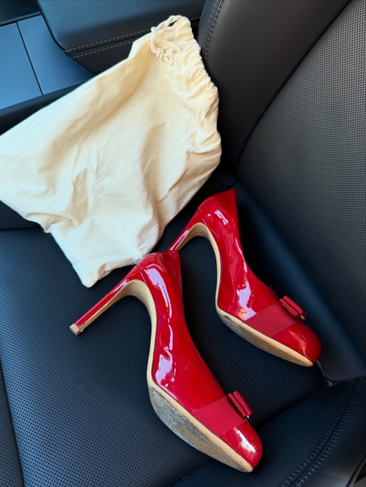 Salvatore Ferragamo Vara Red Leather Heels 9cm