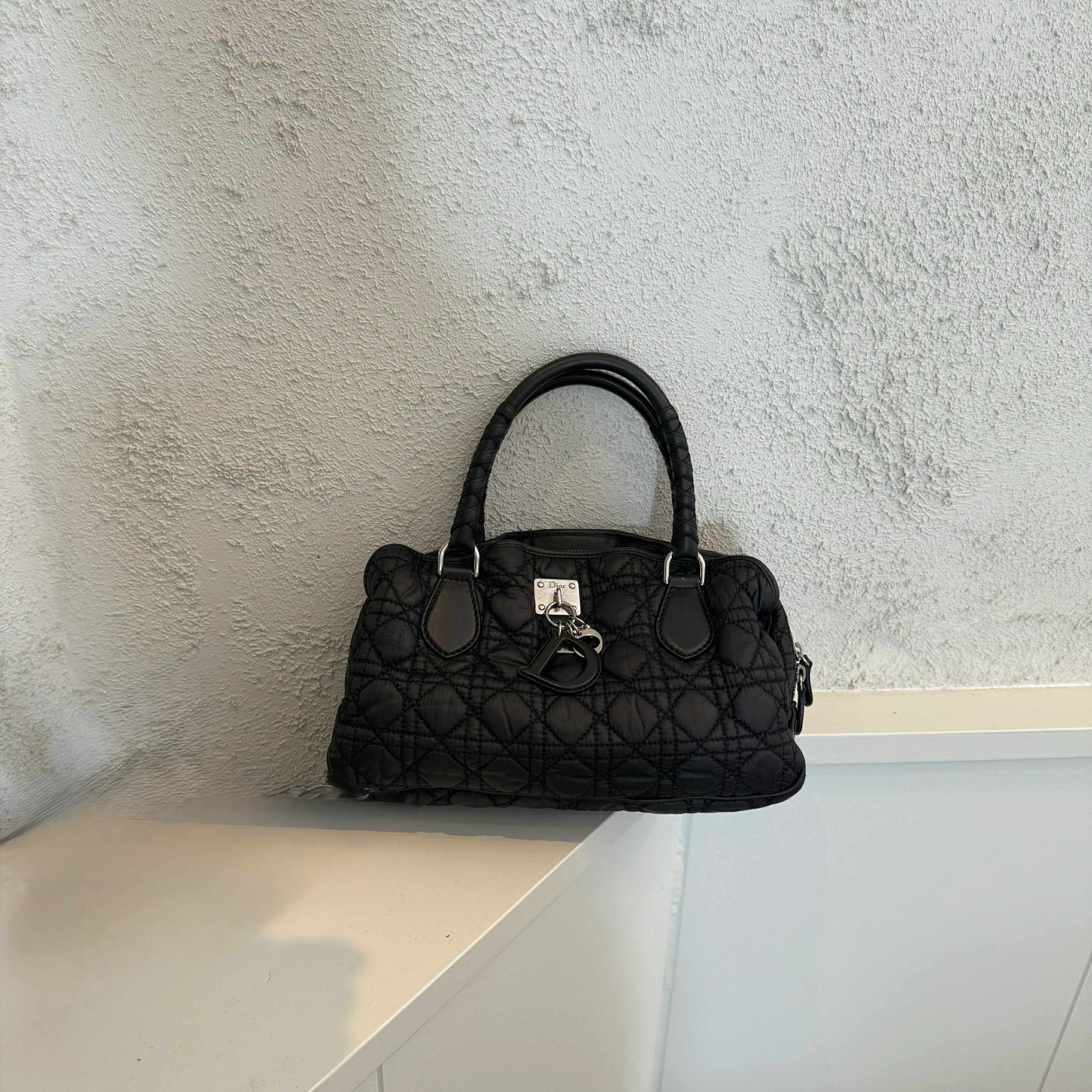 Christian Dior Black Cannage Nylon Charming Shoulder Bag