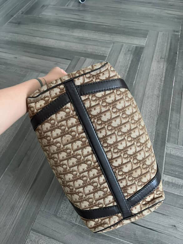 Dior Vintage Brown Canvas Bowling Bag