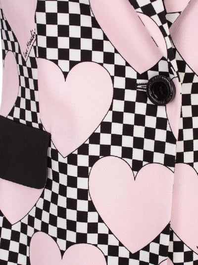 MOSCHINO Heart Check Print Blazer In Pink