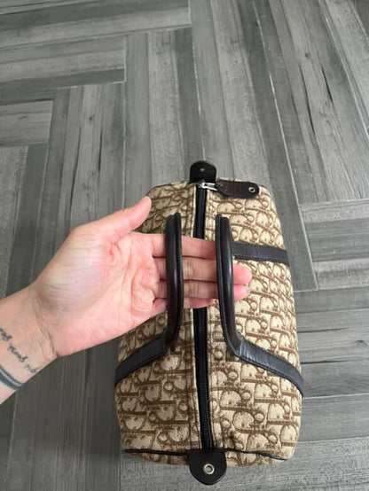 Dior Vintage Brown Canvas Bowling Bag